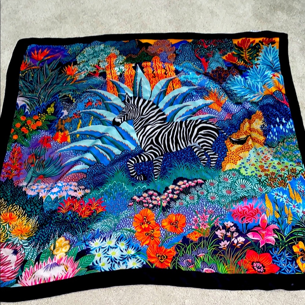 LULLA Collection Vibrant Poly Silk Zebra Floral Print Scarf colorful‎
